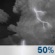 Saturday Night: A 50 percent chance of showers and thunderstorms.  Mostly cloudy, with a low around 66. South wind around 5 mph. 