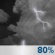 Tonight: Showers and thunderstorms, mainly before 10pm. Some of the storms could be severe.  Low around 58. South wind 5 to 15 mph, with gusts as high as 20 mph.  Chance of precipitation is 80%. New rainfall amounts between a half and three quarters of an inch possible. 